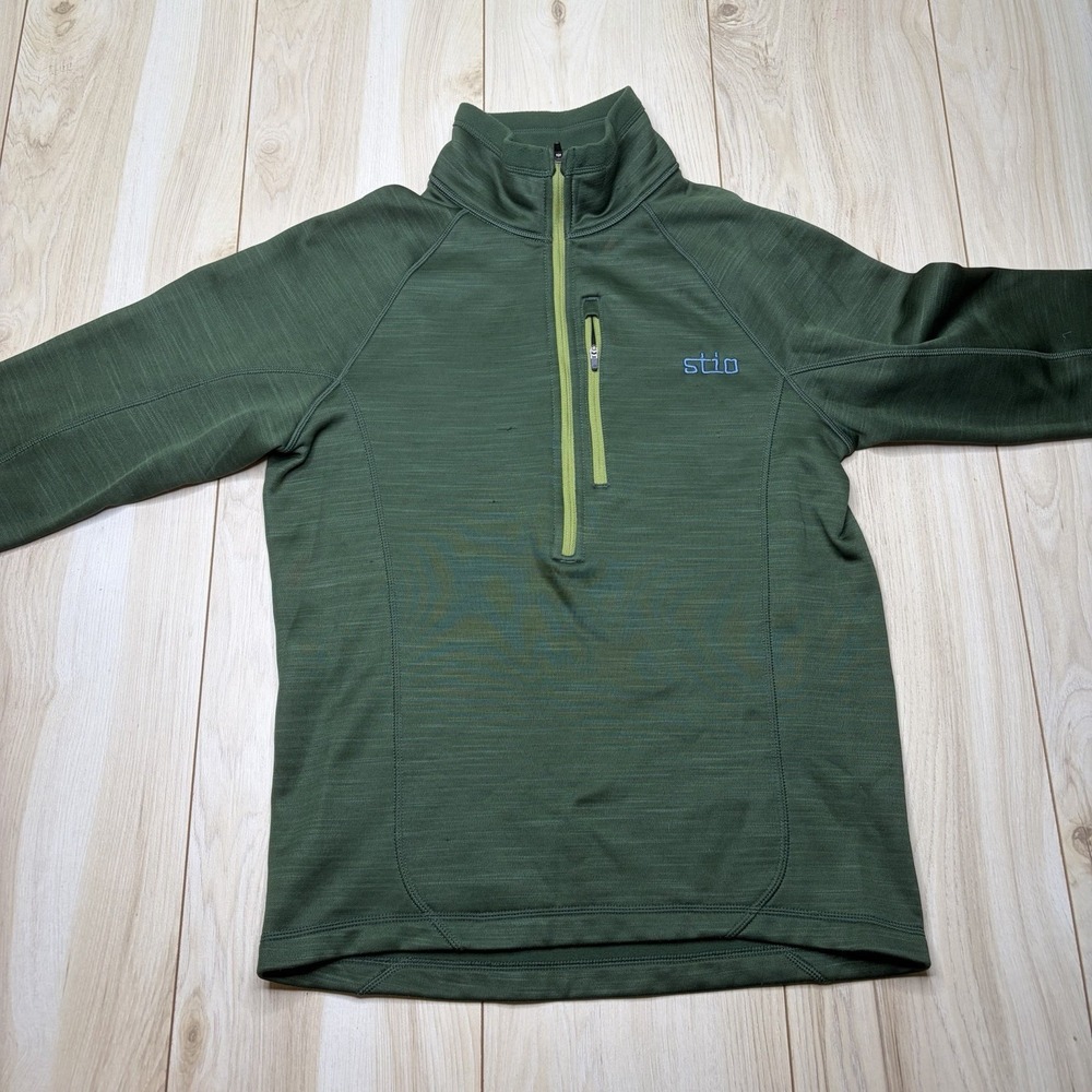 Stio Men's Gannett Peak Fleece 1/2 Zip Pullover Sweater Green Size Small Stretch - Picture 3 of 16